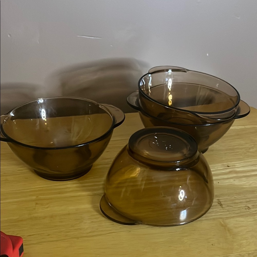 😄(4) duralex smoky coloured glass bowls